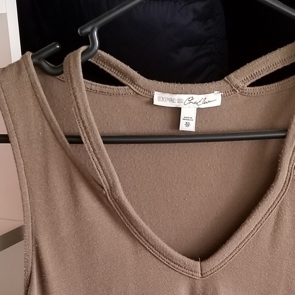 Express Olive Green, Split Shoulder Detail EUC - Picture 6 of 6